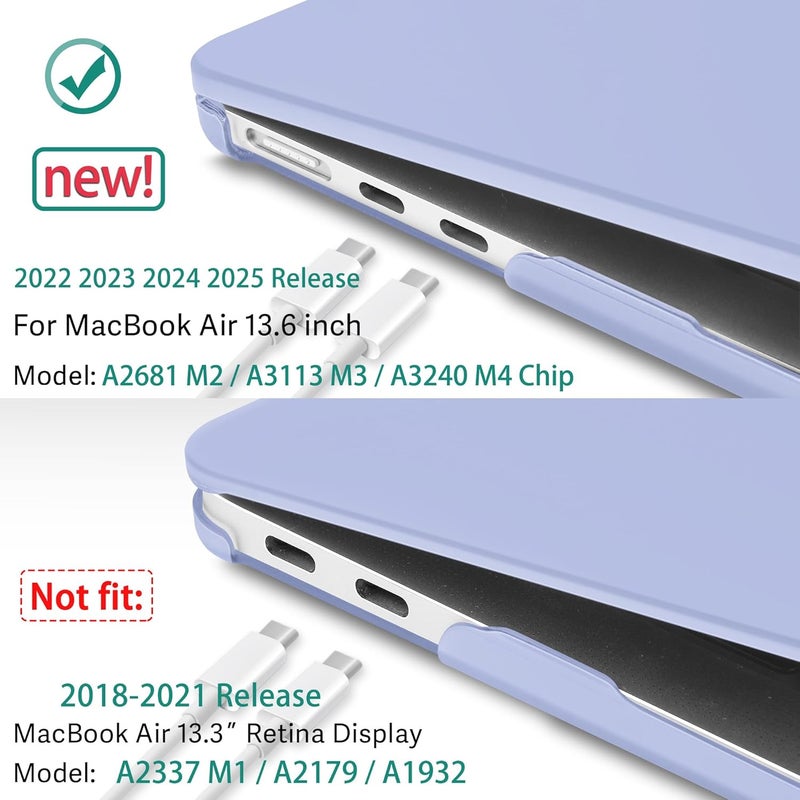 May Chen for M4 MacBook Air 13.6 inch Case 2025 2024 2023 2022 Release A3240 M3 A3113 M2 A2681, Plastic Hard Shell Case for MacBook Air 13.6" with Retina Display Fits Touch ID, Airy Blue A+ - Image 3